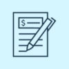 Annuity reviews icon pad of paper with dollar sign and pen